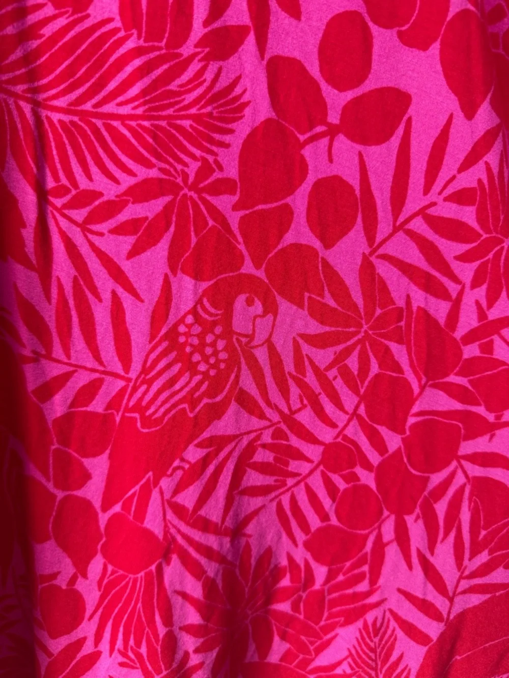 Hobbs Ann Floral Bird Jersey Dress Red Pink Short Sleeve Fit & Flare Size 12 - Picture 13 of 13